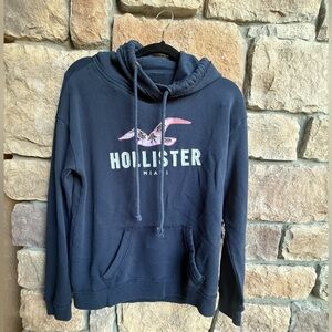 Hollister Women’s Dark Blue Hoodie with Pink Logo